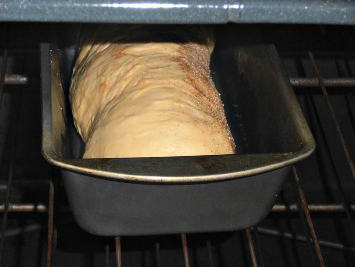 This is what the bread looked like while it was cooking in the oven.